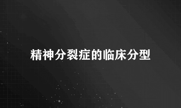精神分裂症的临床分型
