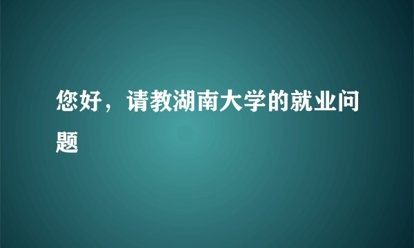 您好，请教湖南大学的就业问题
