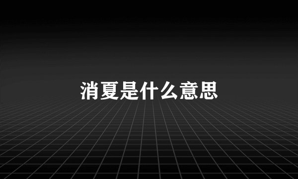 消夏是什么意思