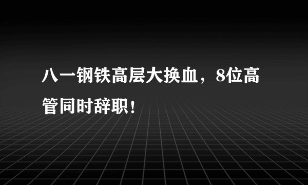 八一钢铁高层大换血，8位高管同时辞职！