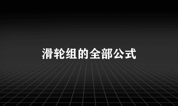 滑轮组的全部公式