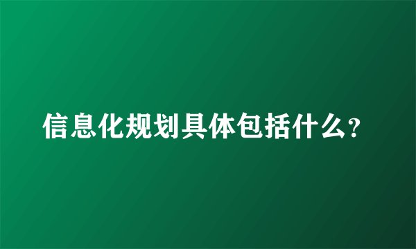 信息化规划具体包括什么？