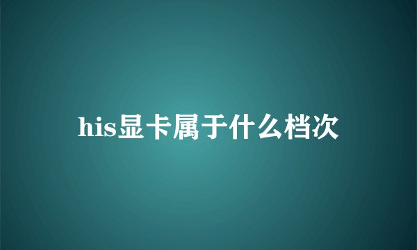 his显卡属于什么档次