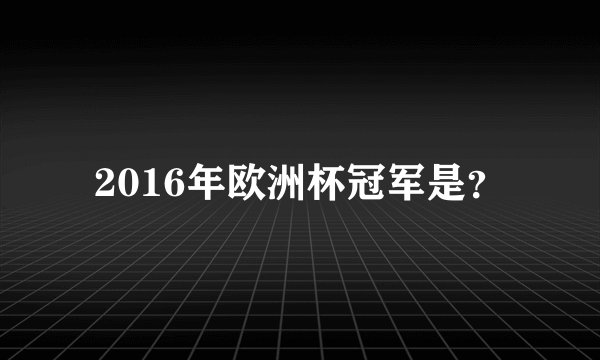 2016年欧洲杯冠军是？