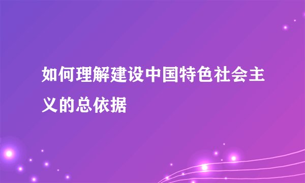 如何理解建设中国特色社会主义的总依据