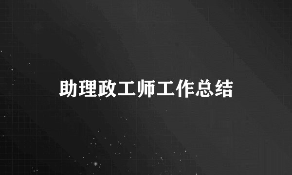 助理政工师工作总结