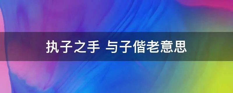 执子之手 与子偕老意思
