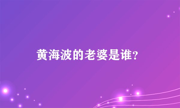 黄海波的老婆是谁？