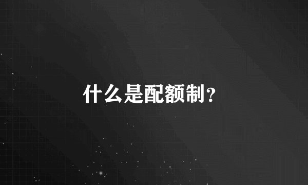 什么是配额制？
