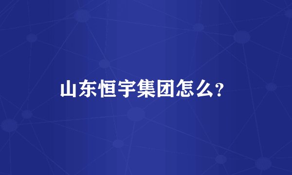 山东恒宇集团怎么？