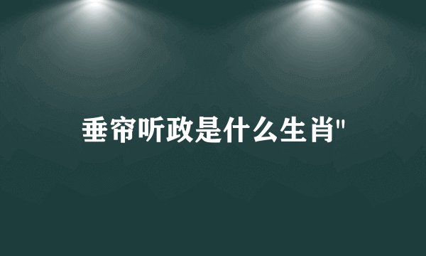 垂帘听政是什么生肖