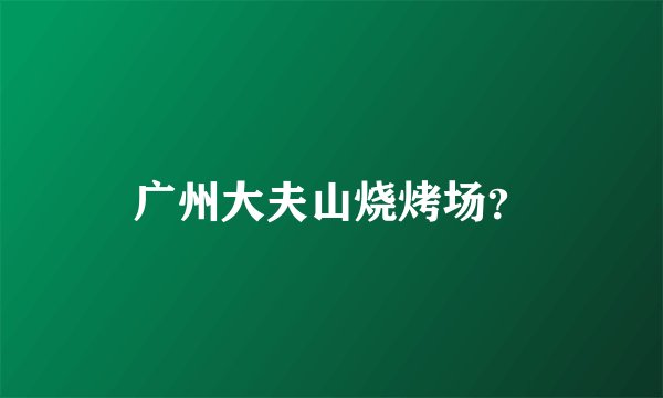 广州大夫山烧烤场?