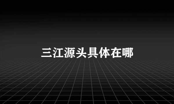 三江源头具体在哪