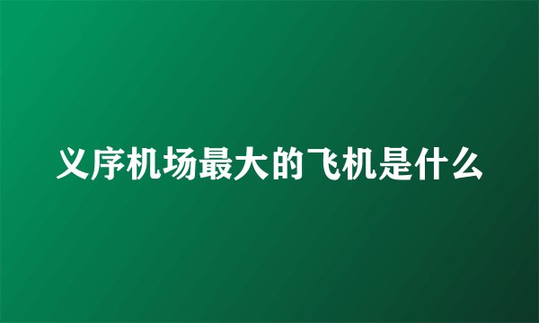 义序机场最大的飞机是什么