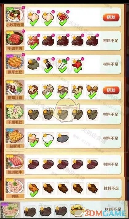 《魔幻厨房》菜谱配方大全