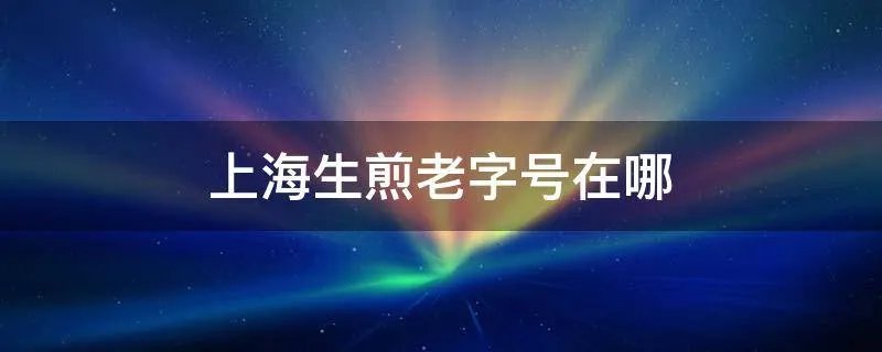 上海生煎老字号在哪