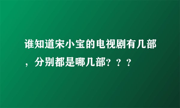 谁知道宋小宝的电视剧有几部，分别都是哪几部？？？