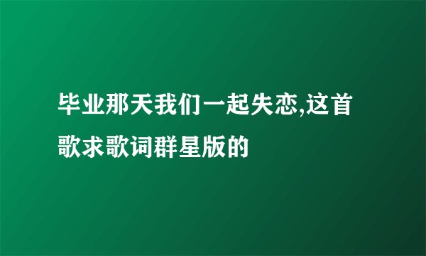 毕业那天我们一起失恋,这首歌求歌词群星版的