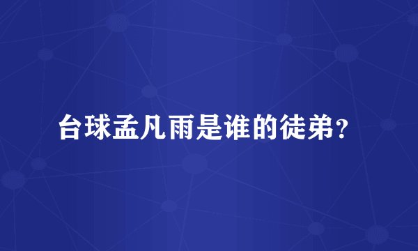 台球孟凡雨是谁的徒弟？