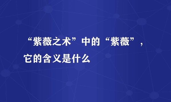 “紫薇之术”中的“紫薇”，它的含义是什么
