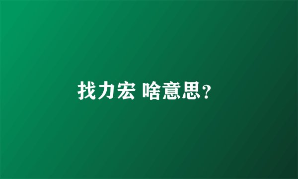 找力宏 啥意思？
