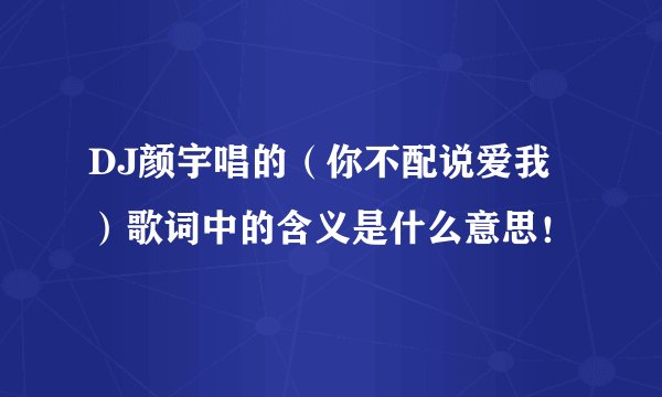 DJ颜宇唱的（你不配说爱我）歌词中的含义是什么意思！