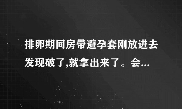 排卵期同房带避孕套刚放进去发现破了,就拿出来了。会不会怀孕
