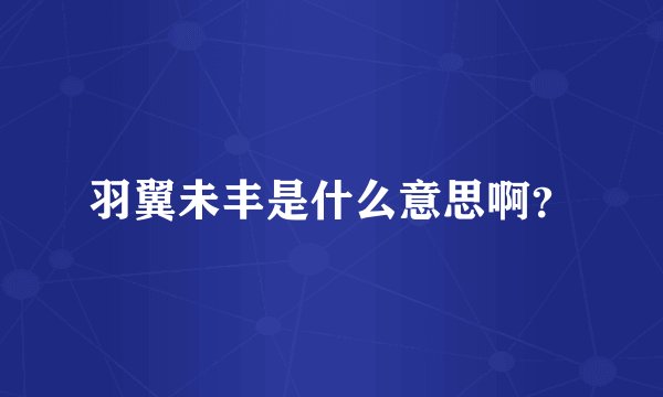 羽翼未丰是什么意思啊？