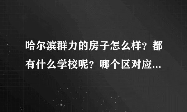 哈尔滨群力的房子怎么样？都有什么学校呢？哪个区对应的学校好？谢谢？