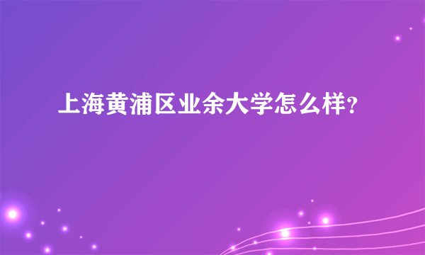 上海黄浦区业余大学怎么样？