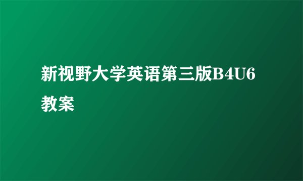 新视野大学英语第三版B4U6教案