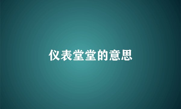 仪表堂堂的意思