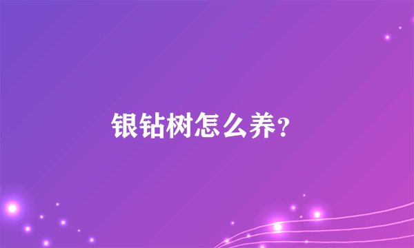 银钻树怎么养？