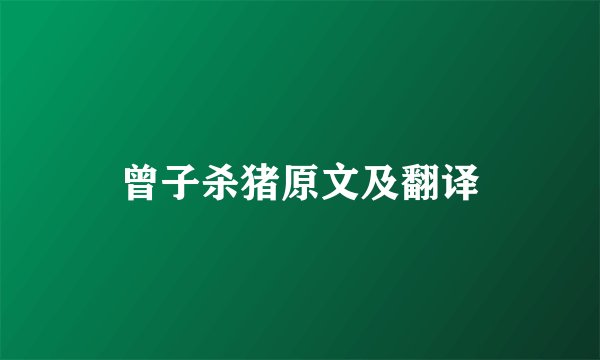 曾子杀猪原文及翻译