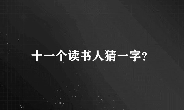 十一个读书人猜一字?