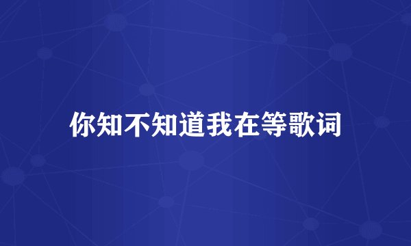 你知不知道我在等歌词