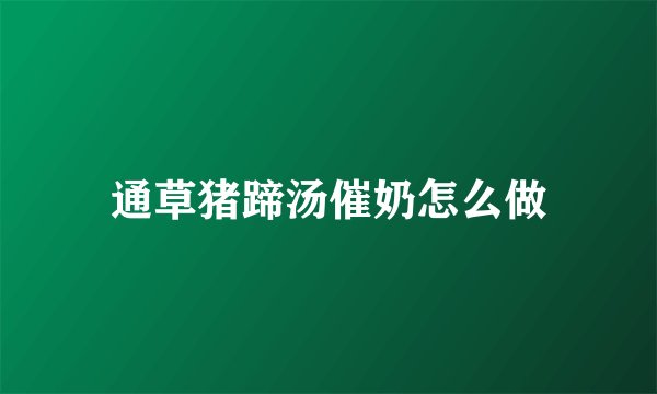 通草猪蹄汤催奶怎么做