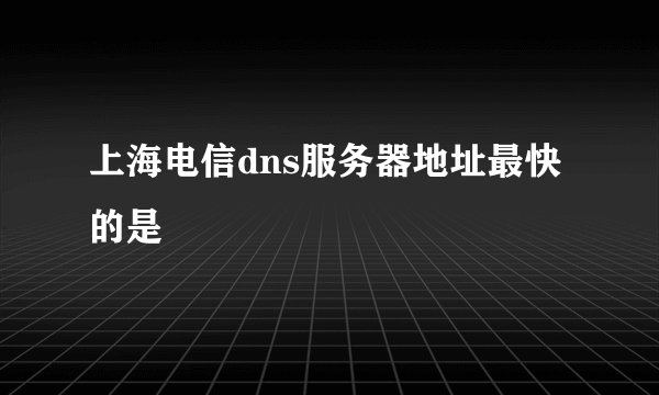 上海电信dns服务器地址最快的是