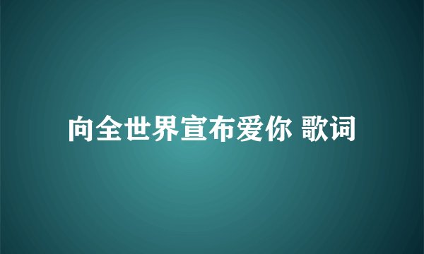 向全世界宣布爱你 歌词