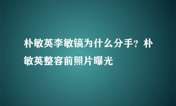 朴敏英李敏镐为什么分手？朴敏英整容前照片曝光