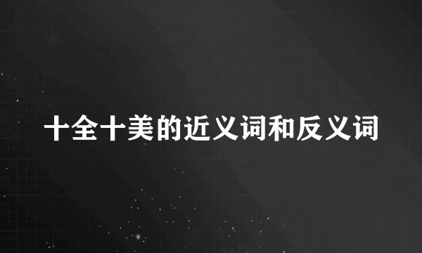 十全十美的近义词和反义词