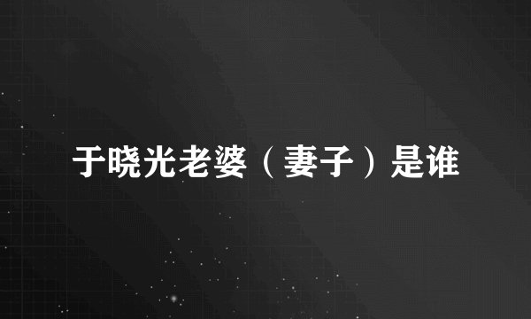 于晓光老婆(妻子)是谁