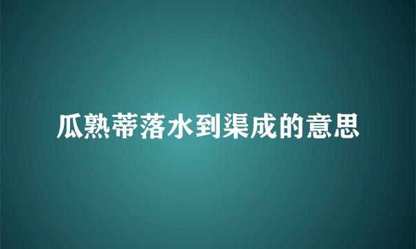 瓜熟蒂落水到渠成的意思