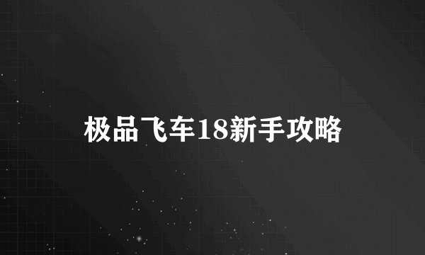 极品飞车18新手攻略