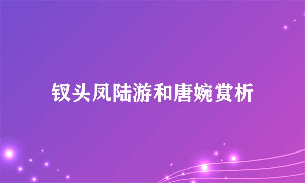 钗头凤陆游和唐婉赏析