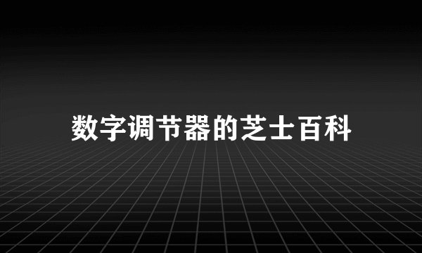 数字调节器的芝士百科