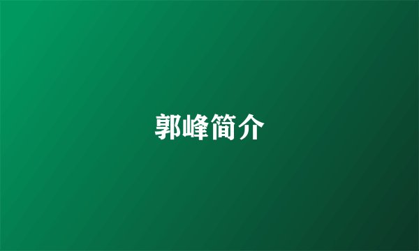 郭峰简介