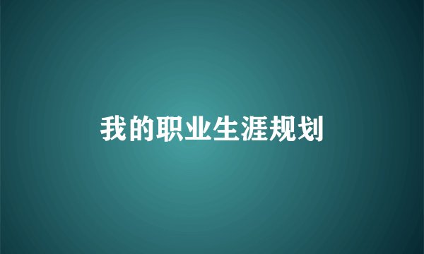 我的职业生涯规划