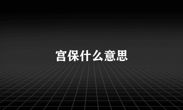 宫保什么意思
