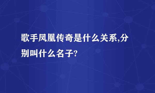 歌手凤凰传奇是什么关系,分别叫什么名子?